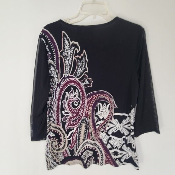 Travelers Collection by Chico's Women's Pullover Blouse Black Size Large Travel - Picture 3 of 6